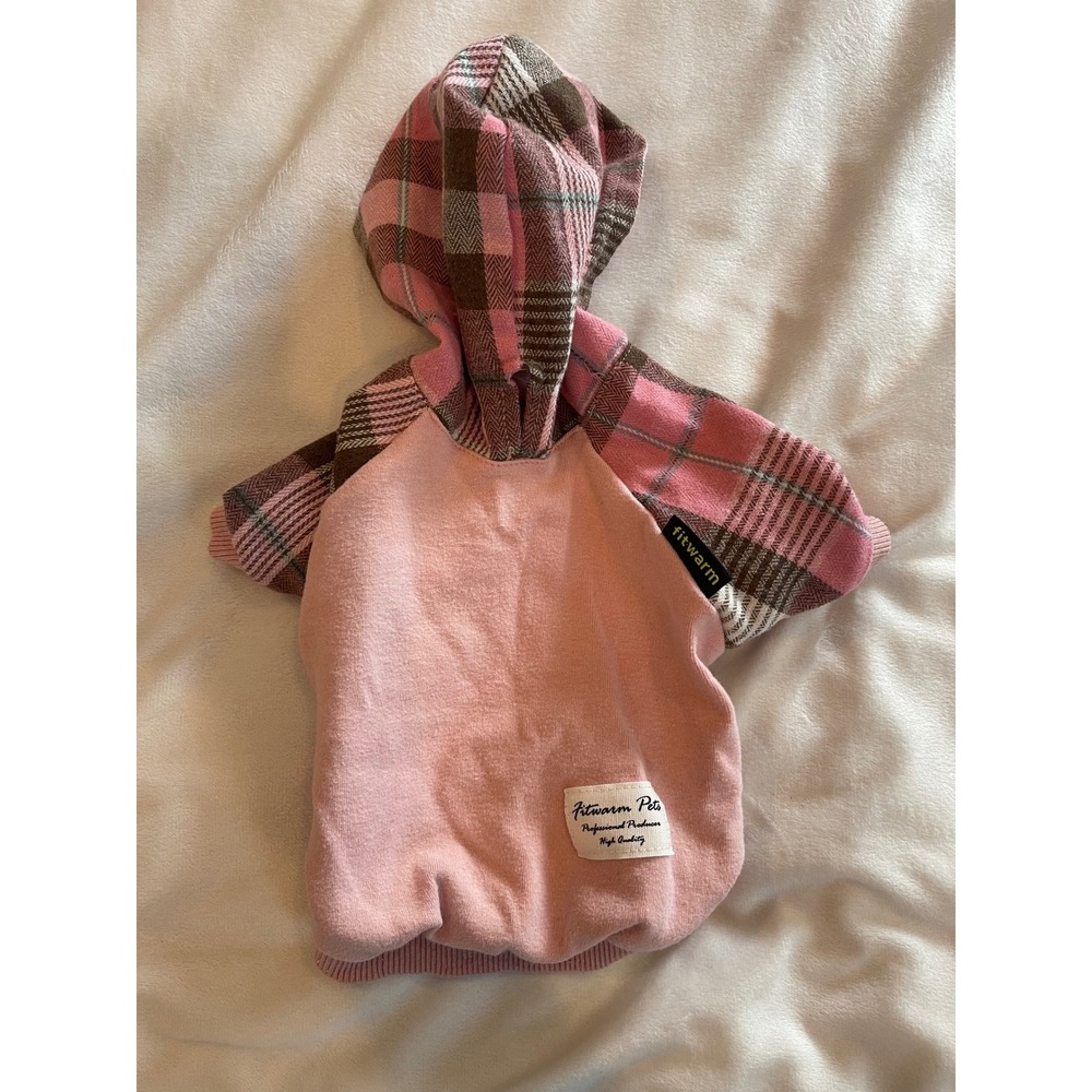 Fitwarm Pets Pink‎ Plaid Dog Hoodie Small Puppy Sweatshirt with Leash Hole